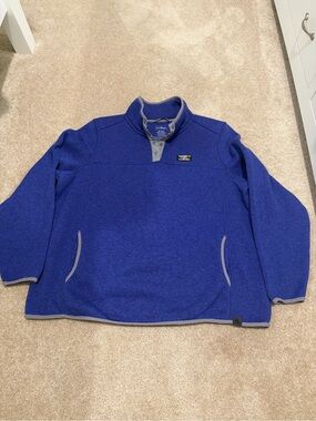 L.L. Bean Women's Blue Quarter-Snap Fleece Pullover